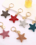 Rhinestone glitter star keychains in multiple colours