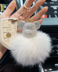 Crystal Crown Bear Keychain – White