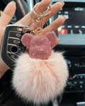 Crystal Crown Bear Keychain – Rose