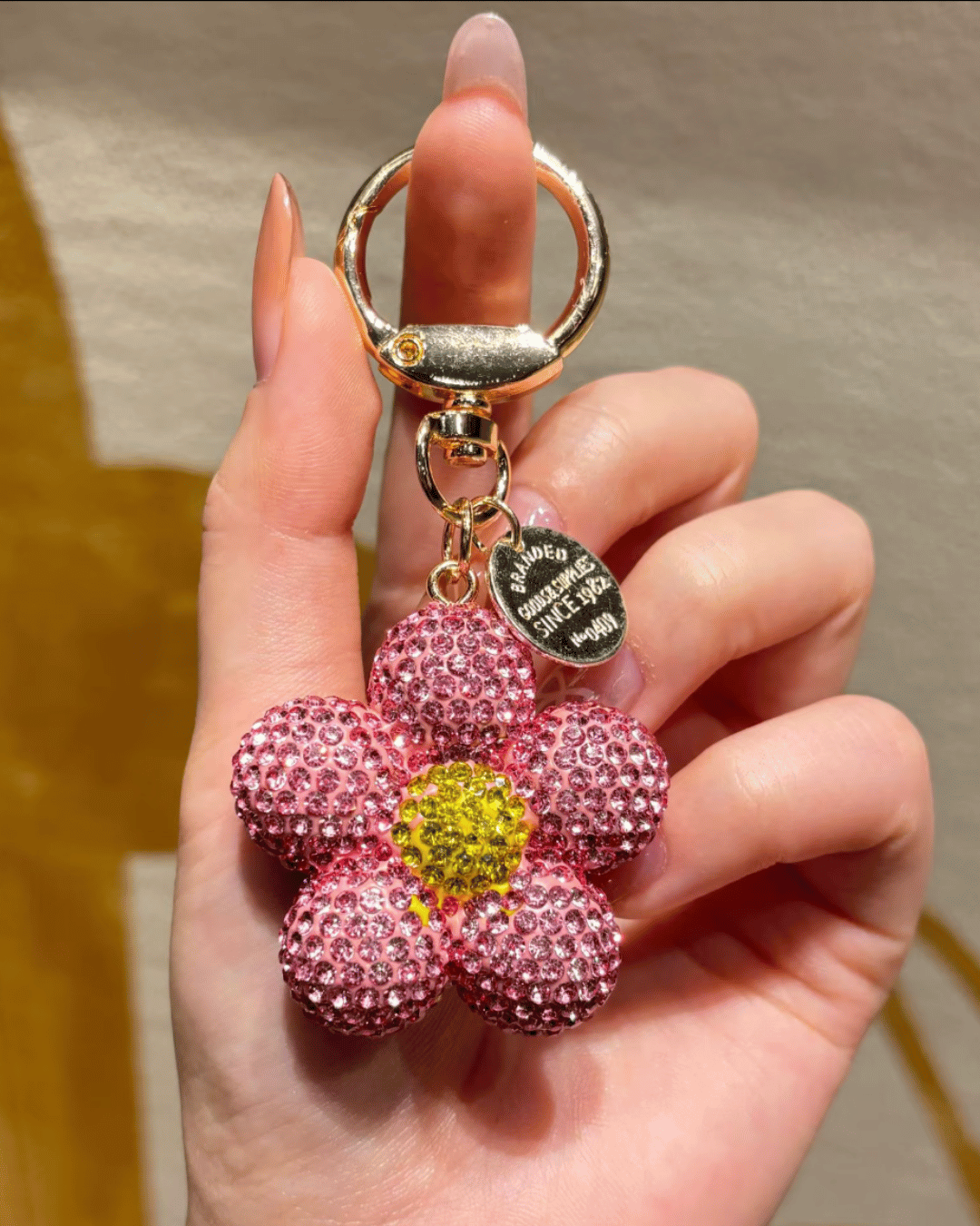 Rhinestone Flower Keychain