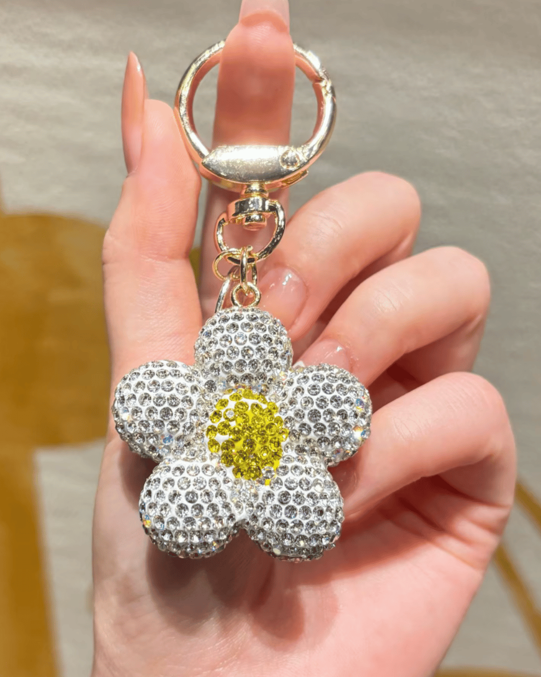 Rhinestone Flower Keychain