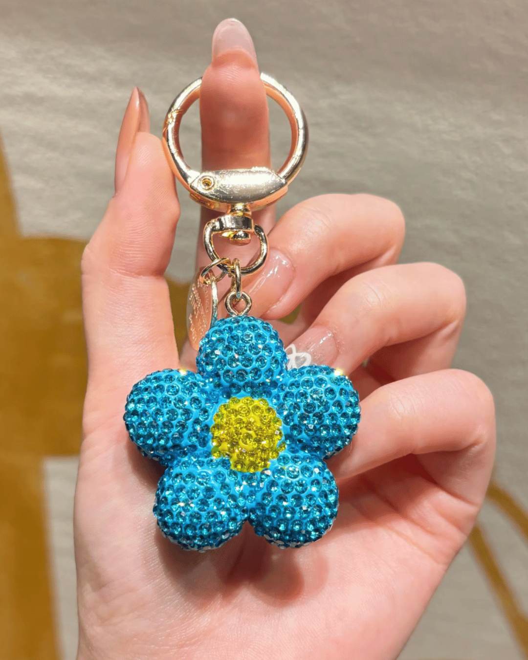 Rhinestone Flower Keychain