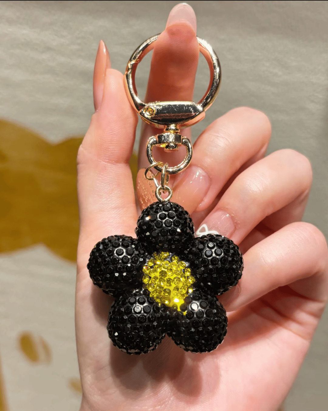 Rhinestone Flower Keychain