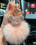 Crystal Crown Bear Keychain – Pink