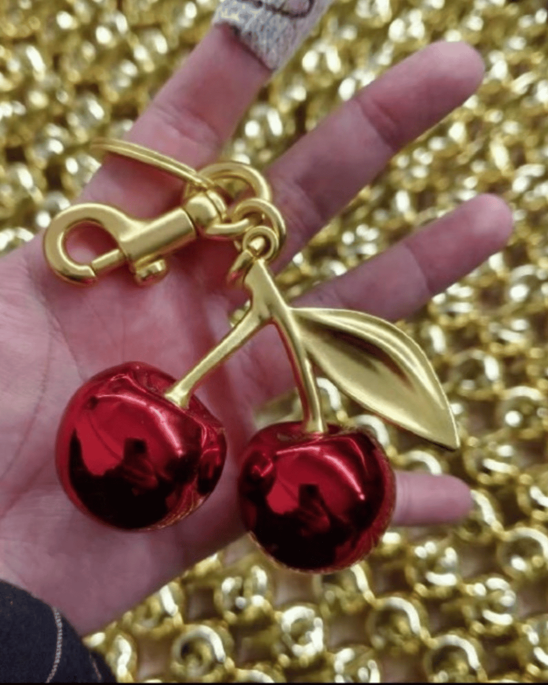 Cherry Bag Charm – Gold