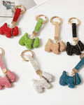 Sparkling rhinestone Scottie dog keychains in multiple colours