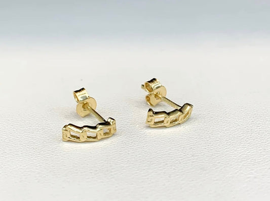 18k Curved Trio Stud Earrings