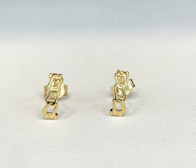 18k Curved Trio Stud Earrings