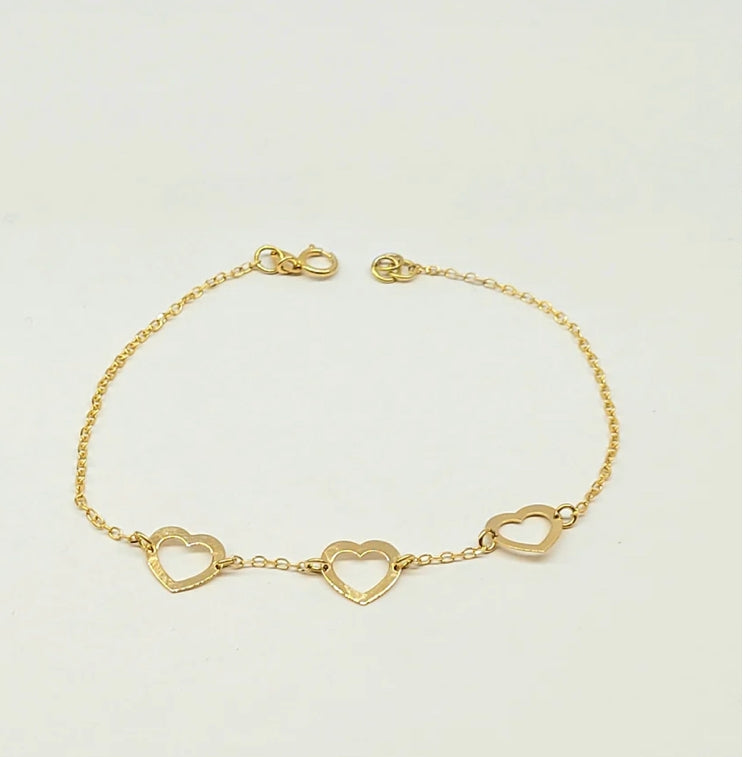 18k Triple Heart Bracelet