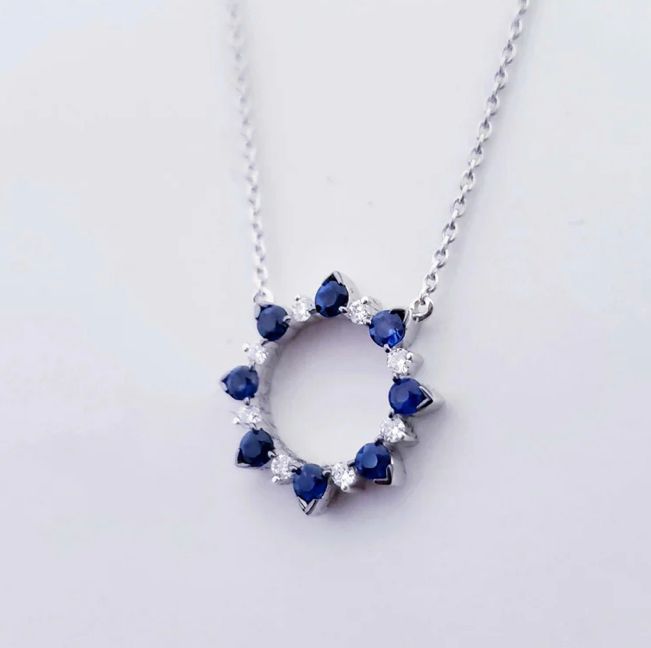 Blue Sapphire Diamond Necklace