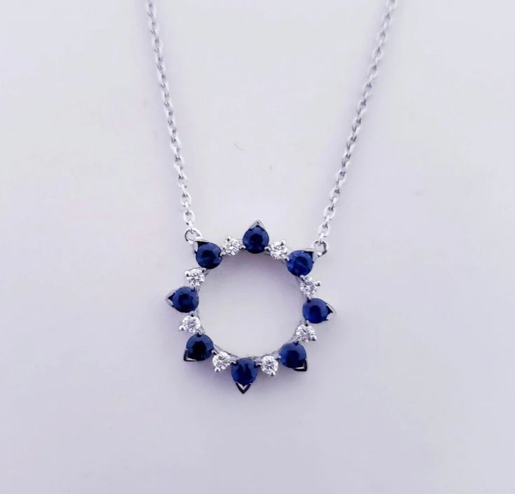 Blue Sapphire Diamond Necklace