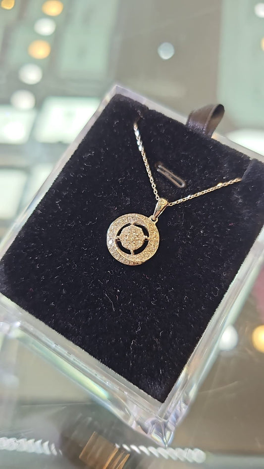 14k Circle Diamond Necklace