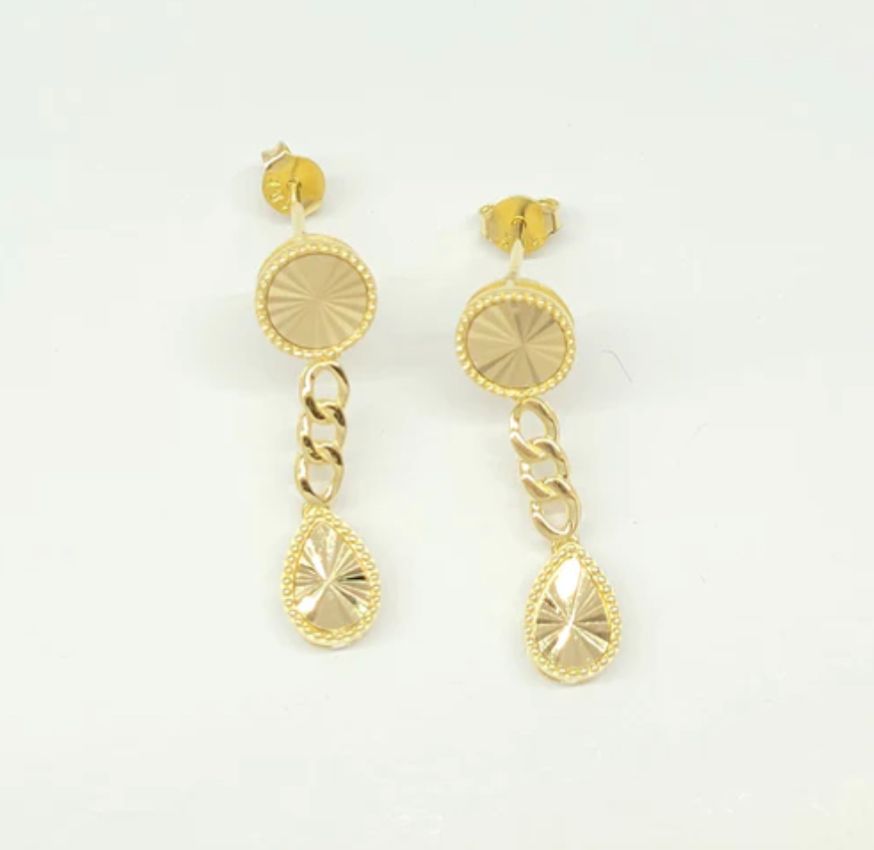 18k Oval and Round Mixed Earrings