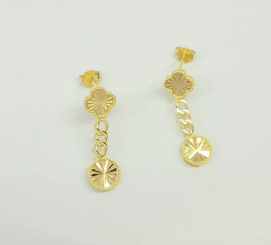 18k Clover and Circle Earrings