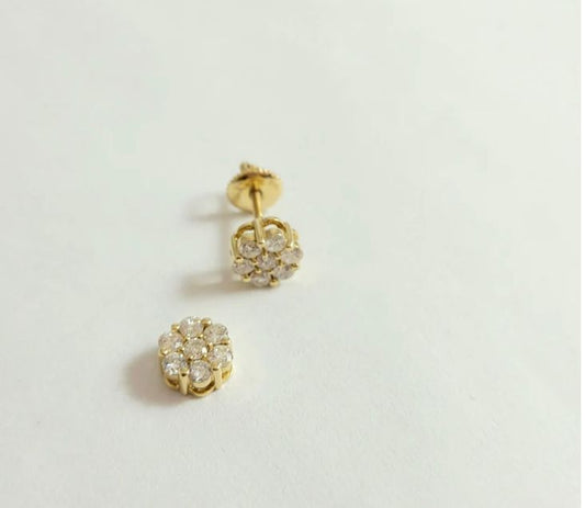 Flower Diamond Cluster Earrings