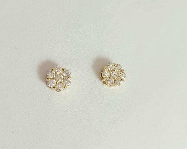 Flower Diamond Cluster Earrings