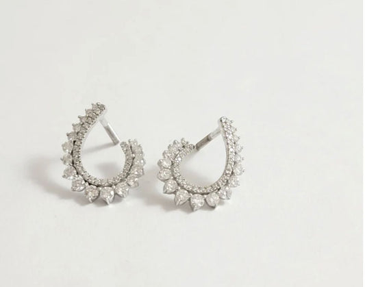 Half Pear Shaped Diamond Earrings