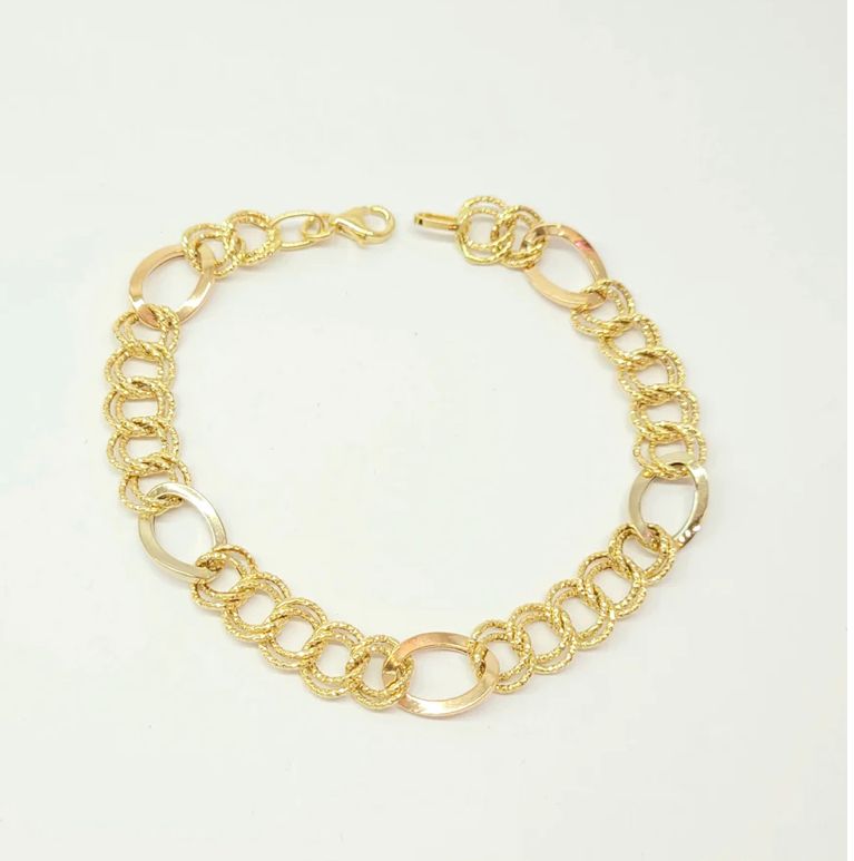 18k Tri Gold Triple Link Bracelet